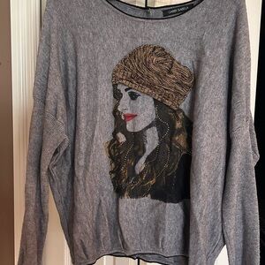 Gabby Isabella Gray Sweater with Graphic Design
